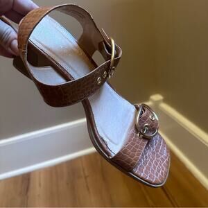 Topshop tan snakeskin heeled sandals SIZE 39